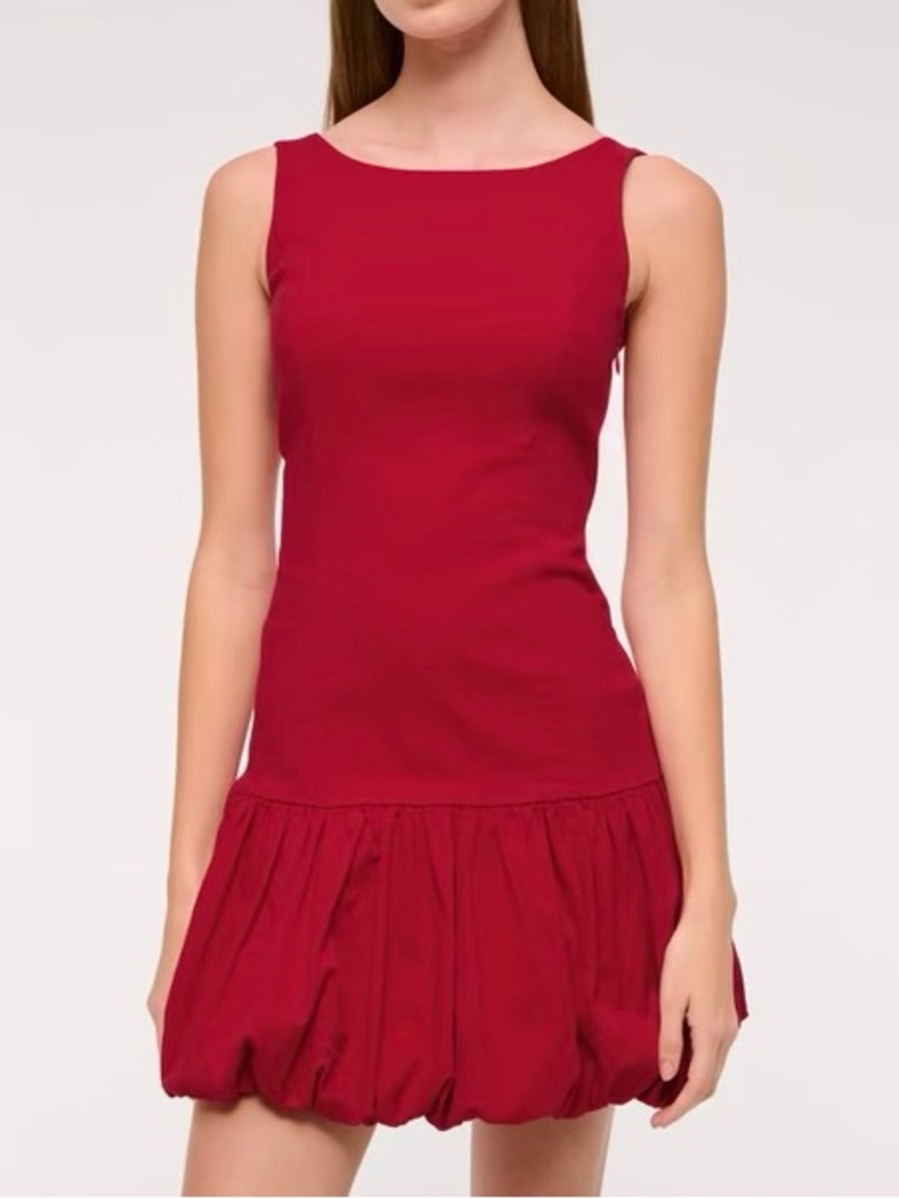 Abercrombie & Fitch Red Sleeveless Bubble-Hem Mini Dress